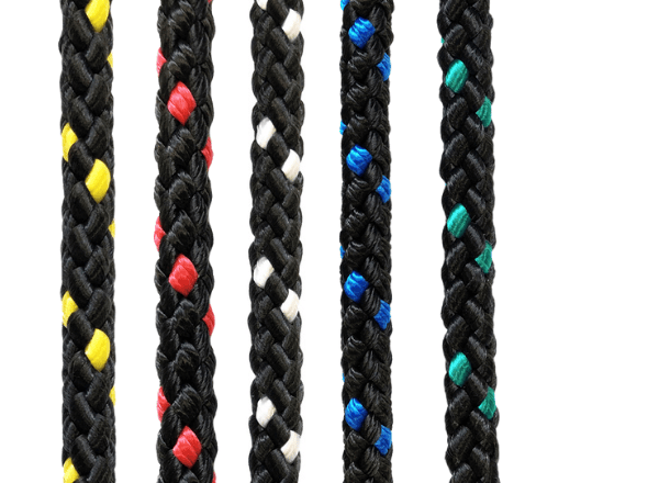 Lana a šňůry z PPV - pletené bez jádra dvoubarevné